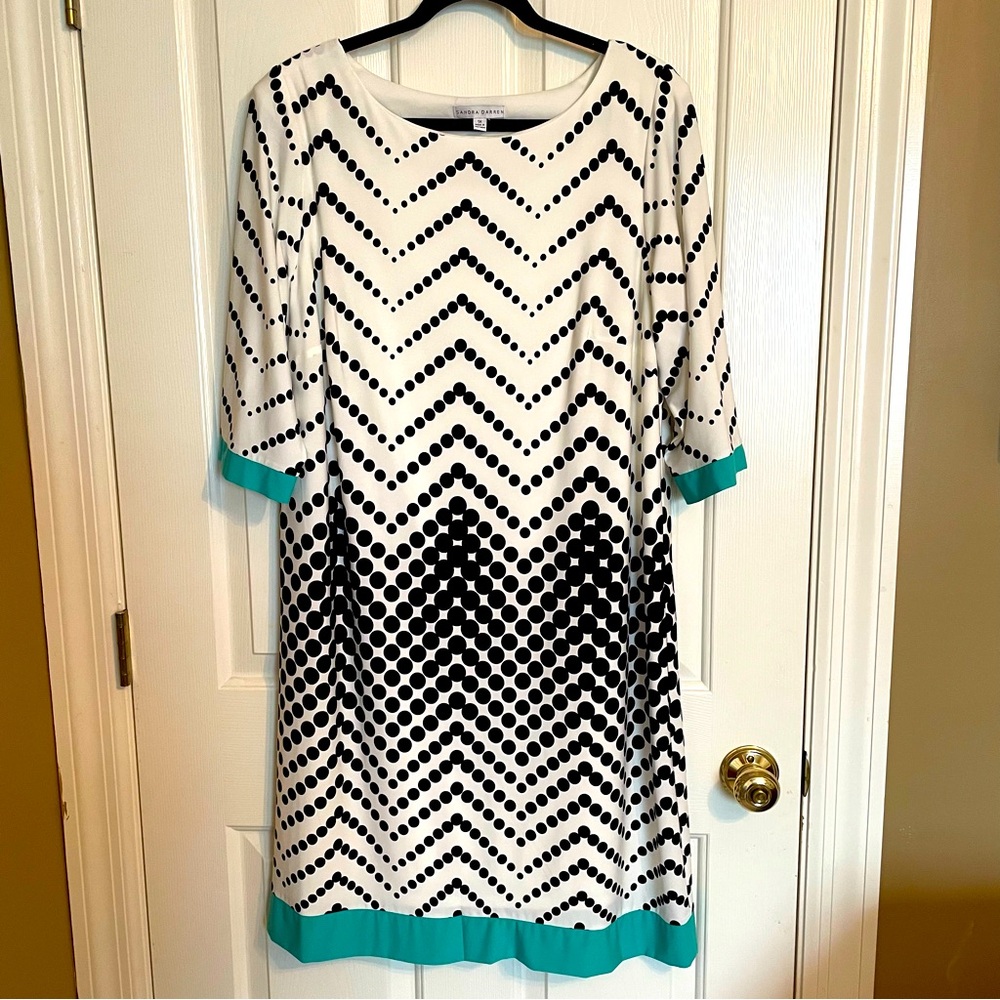 3/4 Sleeve Dress with Zig Zag Pattern 1X